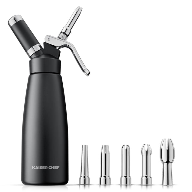 Dispensador de crema batida Kaiser Chef, 500 ml, aluminio negro
