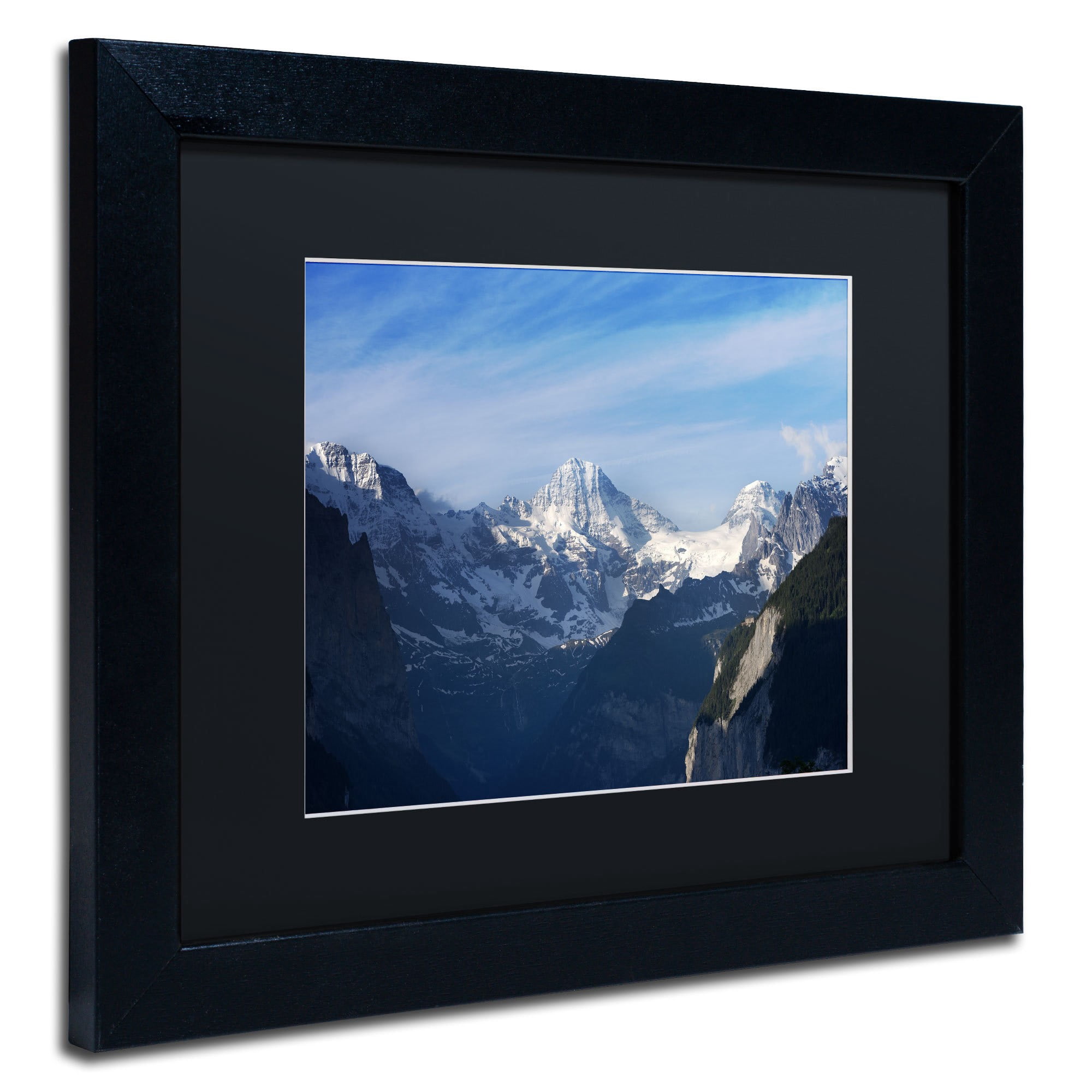 Trademark Fine Art "The Morning Comes Over the Swiss Alps" Canvas Art by Philippe Sainte-Laudy, Black Matte, Black Frame