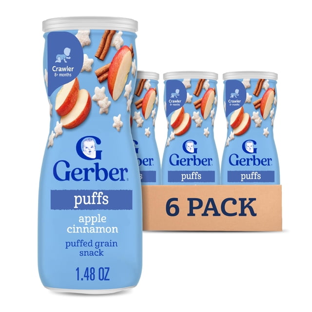Snacks para Bebé Gerber Puffs Manzana Canela 42g Paquete de 6