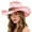 1-Pink673, variant on XIAOCHA Women's Breathable Straw Cowboy Hat Sun Protection Shapeable Brim Horse Riding Rodeo Cowgirl Hat,White
