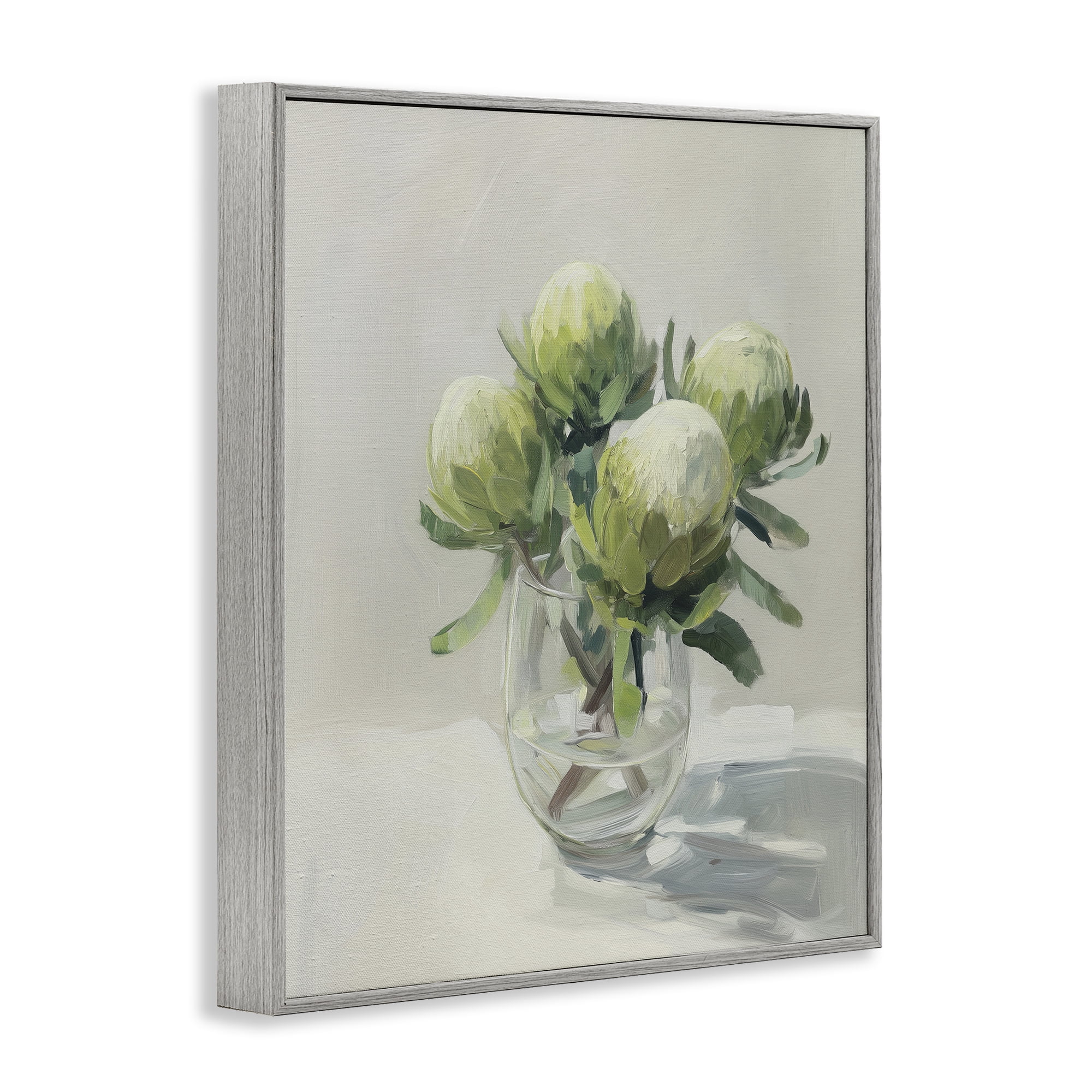 Stupell Industries Glass & Bloom Still Life Gray Framed Giclee Art, design by Svetlana Aleynikova