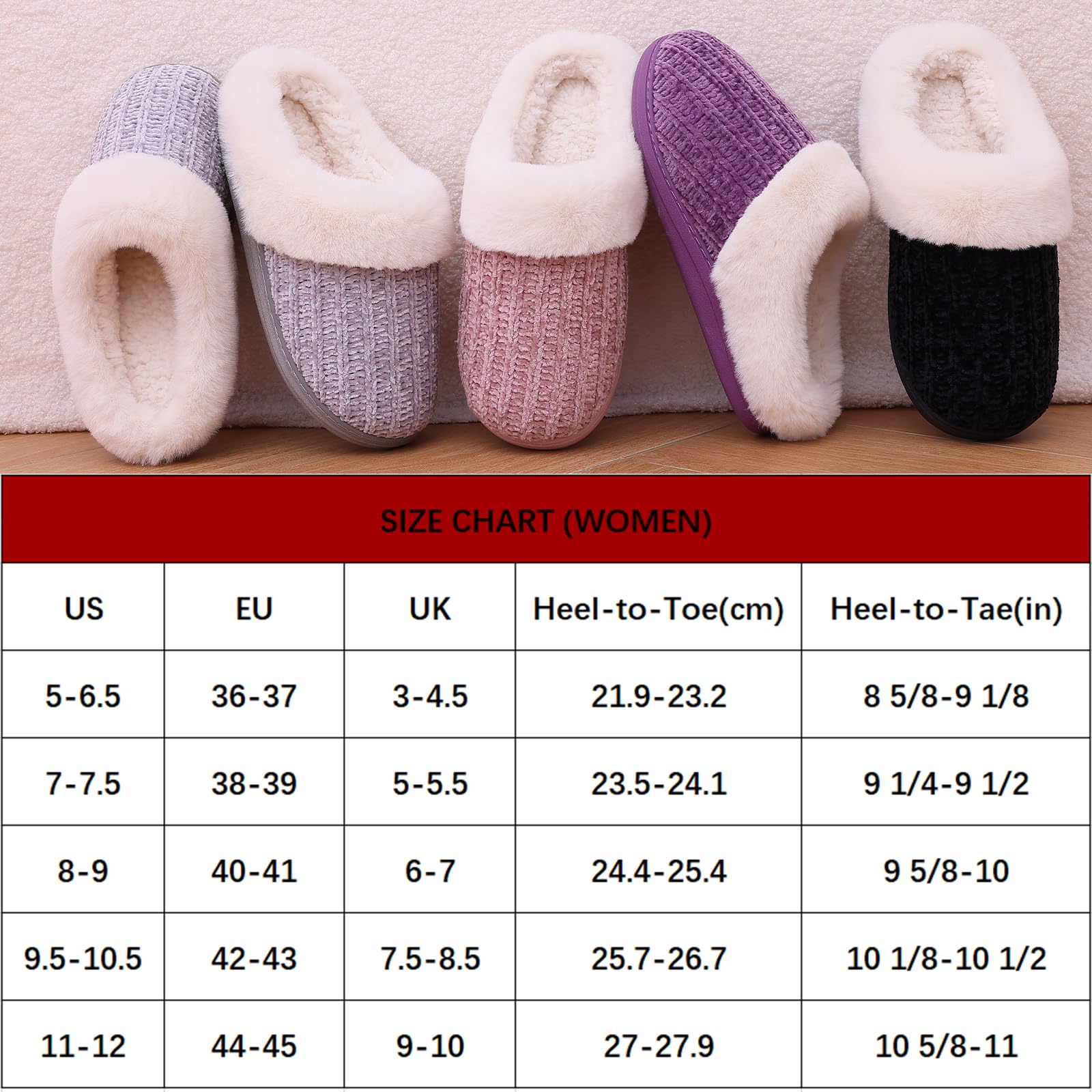 Litfun Women's Fuzzy Chenille Memory Foam Slippers, Pink photo 7