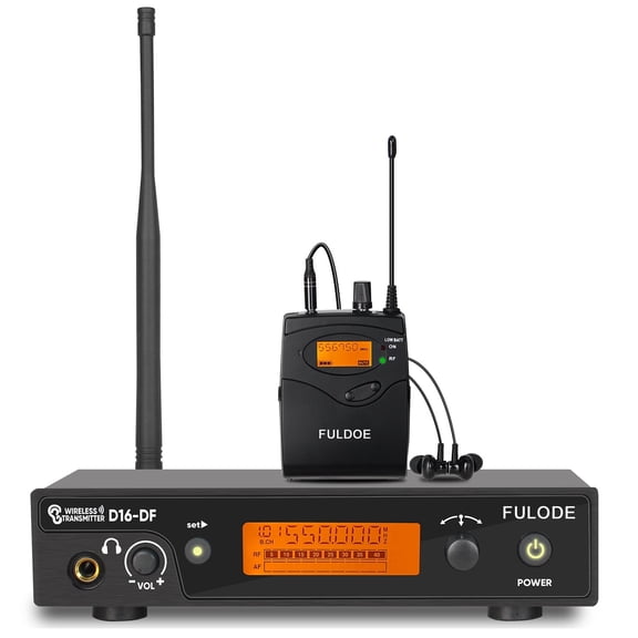 Wireless in Ear Monitor System, PRO UHF IEM System Mono with Metal Rack Mountable Transmitter, 1 Bodypack Receiver with Earphone, 100 Adjustable Frequencies, 262ft Operation for Singers Bands