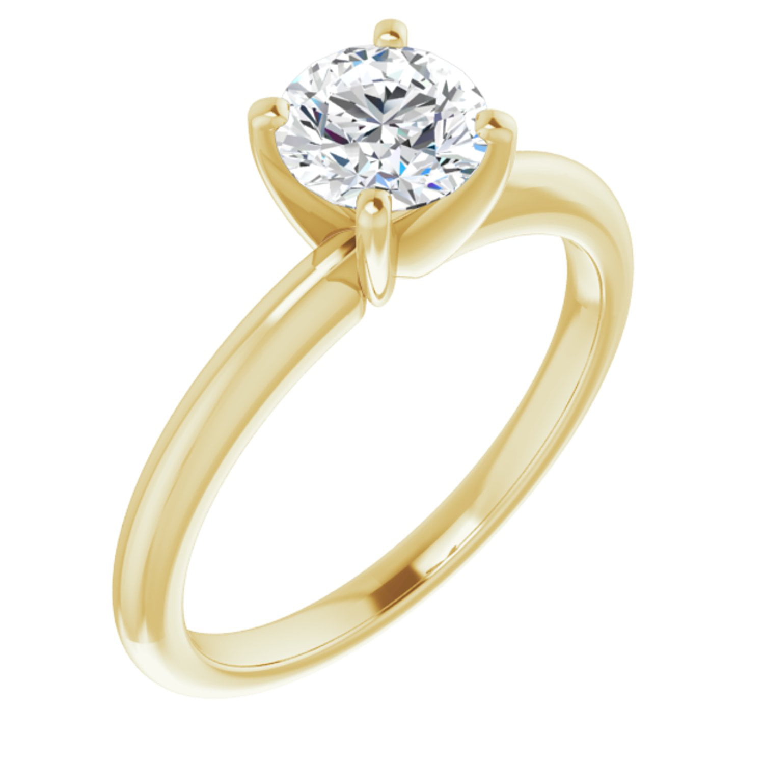 Solid 14k Yellow Gold Diamond U Shape Wedding Ring Band .75 Ct Round Cut 