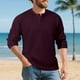 thumbnail image 1 of pstuiky Camisas de manga larga abrigadas para hombre, Camisa de entrenamiento de manga larga con cuello redondo y medio botón informal de colores sólidos para hombre Tops casuales para hombres s, 1 of 9
