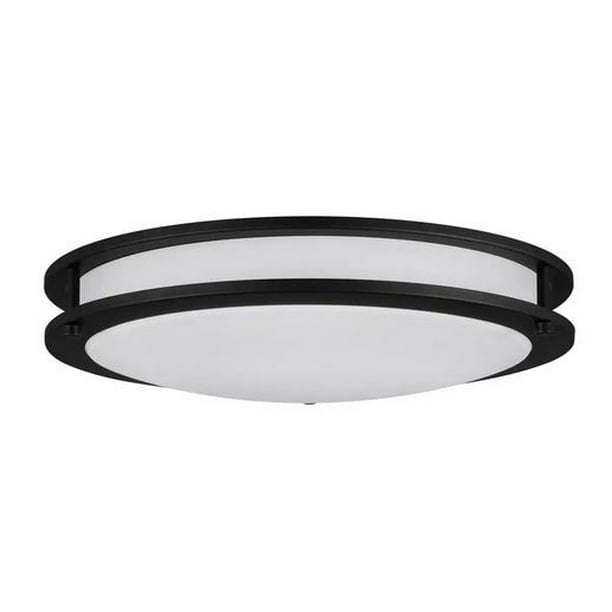 Flaxmere 14 in. Matte Black Dimmable LED Flush Mount Ceiling Light with