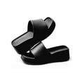thumbnail image 3 of Gustave Platform Slide Sandals for Women Square Open Toe Wedge Slippers Fashion Comfortable Summer Beach Casual Slip On Shoes, Women 6-7, Black, 3 of 8