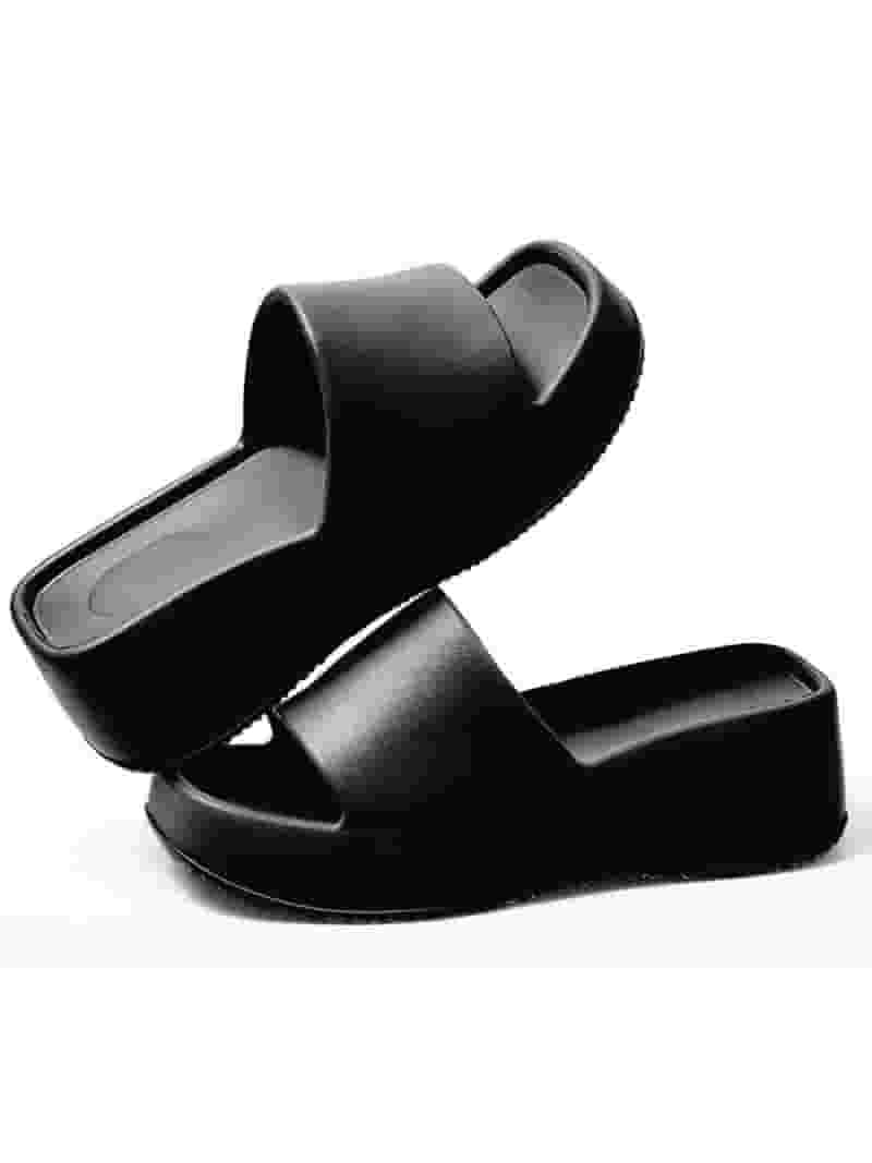 ★ ★ wave platform slide black T52F1ASN460JT1B Gustave Platform Slide Sandals for Women Square Open Toe