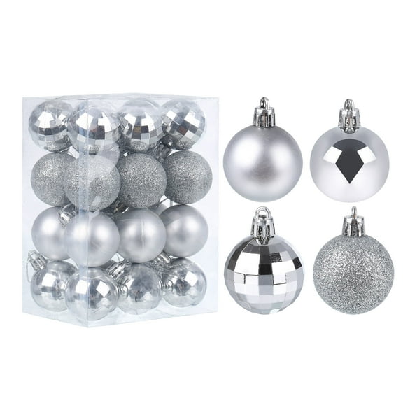 Uxcell 24Pcs Silver 1.57 Inch Christmas Balls Ornaments Shatterproof Ornaments Balls for Xmas Trees Decoration