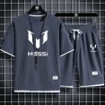 thumbnail image 2 of Traje deportivo de dos piezas para hombre, cómodo y transpirable, para correr, baloncesto, entrenamiento, manga corta, informal, tallas M a 3XL, 2 of 5