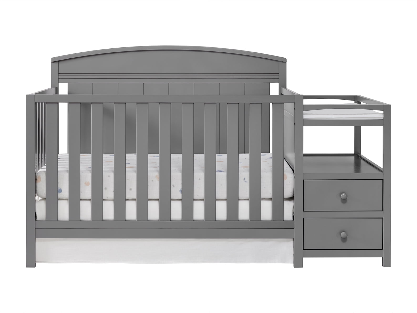 Oxford Baby Pearson 4-in-1 Convertible Crib & Changing Station, Dove Gray, GREENGUARD Gold Certified, Wooden Crib
