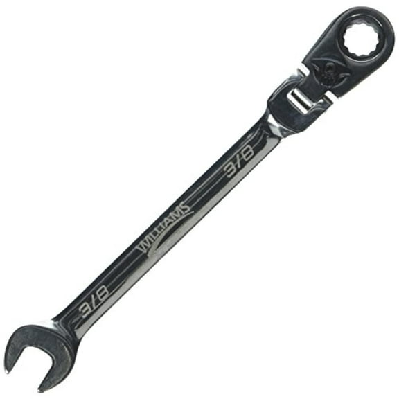 3/8" Flex-Head Reversible Ratcheting Combination Wrench - 12 Point Reversible Ratcheting Flex-Head Box End & Standard Open End With High Polish Chrome Finish. Williams® # JHW1212RCF