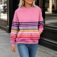 thumbnail image 6 of IUYRTFE Women's Colorful Striped Crew Neck Long Sleeve Sweatshirt – Relaxed Fit Casual Pullover for Fall, Winter, and Daily Wear, 6 of 6