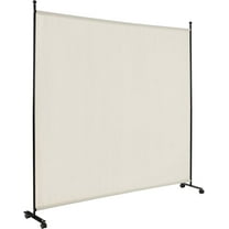 YANG2 Room Divider Large Single Panel, 73''W x 73''H Privacy Screen with Lockable Wheels, Rolling Room Divider Panel for Home Office Studio, Partition Fabric Wall Divider for Room Separation, Beige