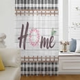 thumbnail image 5 of Spring Flowers Sheer Curtains 45 Inches Long, Farmhouse Watercolor Black Plaid Wood Grain Light Filering Curtains, Breathable Simi Curtain Privacy Drapes for Kitchen Bathroom Small Window Treatment, 5 of 9