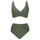 thumbnail image 5 of Trajes de Baño de Mujer de Cintura Alta Cuello en V Vendaje Sólido Ajustamiento Apretado Reunión Traje de Baño Conjunto Dividido, 5 of 6