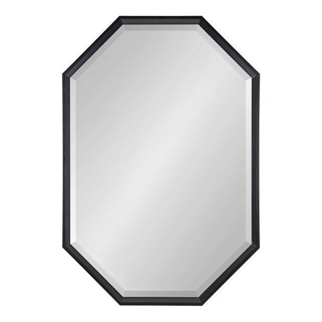 Kate and Laurel Calter Large Elongated Octagon Frame Wall Mirror, 25.5 x 37.5, Black