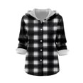 thumbnail image 5 of Women's Plaid Hooded Jacket Button Down Long Sleeve Casual Jacket with Pockets Loose Fit Fall Outerwear for Daily Weekend and Travel, 5 of 7