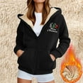 thumbnail image 3 of Womens Christmas Jackets Hooded Long Sleeve Print Cardigan Sherpa Lined Thermal Fall Winter Outwear With Pockets (L, Black-A), 3 of 8