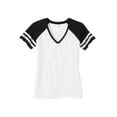 thumbnail image 1 of Gravity Threads Womens Distressed Stripe V-Neck Shirt - White/Black - 2X-Large, 1 of 1