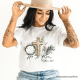 thumbnail image 5 of He Is Risen Lamb Cross Christian Easter T-Shirt, Bible Verse Matthew 28:6 Tee, 5 of 6
