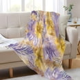 thumbnail image 6 of 70x55 Inches Glow in The Dark Blanket Cozy Throw Camping Blankets for Home and Outdoor Use Yellow and Lavender Flowers, 6 of 8