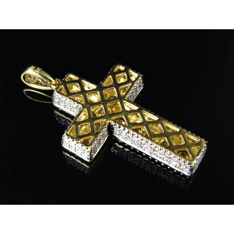 10k Yellow Gold Channel Set Diamond Accented newest Cross Pendant/ Charm