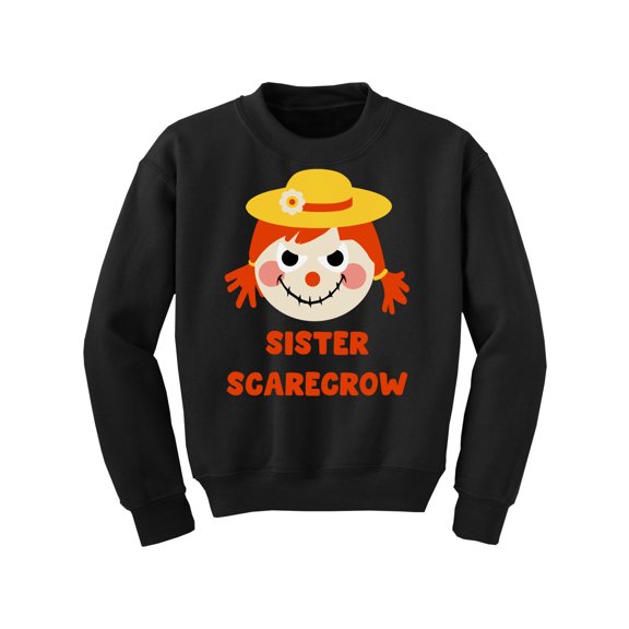 Awkward Styles Halloween Youth Sweatshirt for Girls Sister Scarecrow Crewneck Tops for Kids