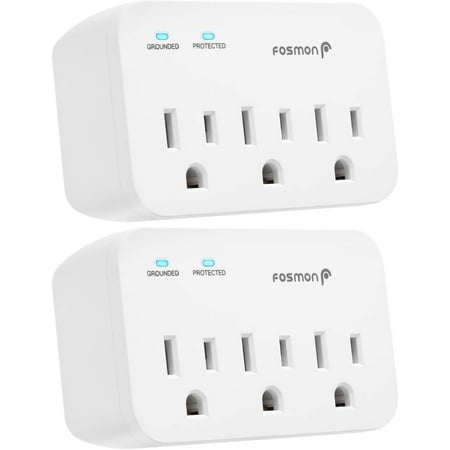 Refrigerator Surge Protector, 3 Outlet Heavy Duty Appliance Surge Protector with High Joules for Fridge, Microwave, Washing Machine, Garage Door, 1200J, 1875 Watts, 3 Prong, ETL Listed- 2 Pack