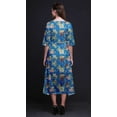 thumbnail image 3 of Bimba Robe Droite Asymétrique en Coton à Poches pour Femmes, Feuilles Bleues et Renoncules Florales, Été, Fête, Mi-Longue - Moyen, 3 of 4
