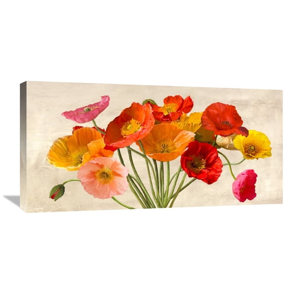 Global Gallery Luca Villa,'Poppies in Spring' Stretched Canvas Artwork