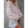thumbnail image 3 of HOTAPEI Womens Button Down Shirts V Neck Tops Casual Crochet Flowy Bell Sleeve Blouses Hollow Out Button Shirt, 3 of 5
