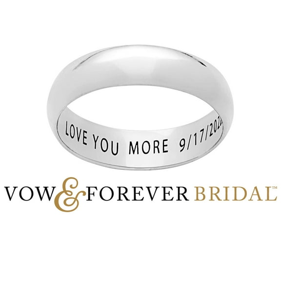 Vow & Forever Personalized Planet Bridal Platinum over Sterling Silver Inside Engraved Wedding Band (5mm) ,Women's