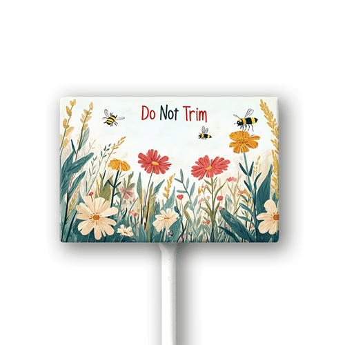 Eveokoki Do Not Trim Yard Sign with Stakes 12×8in, Sturdy Aluminum Yard Signs Rust Free, Keep Off Grass Sign for Outdoor Lawn Garden, Pollinator Habitat Signs