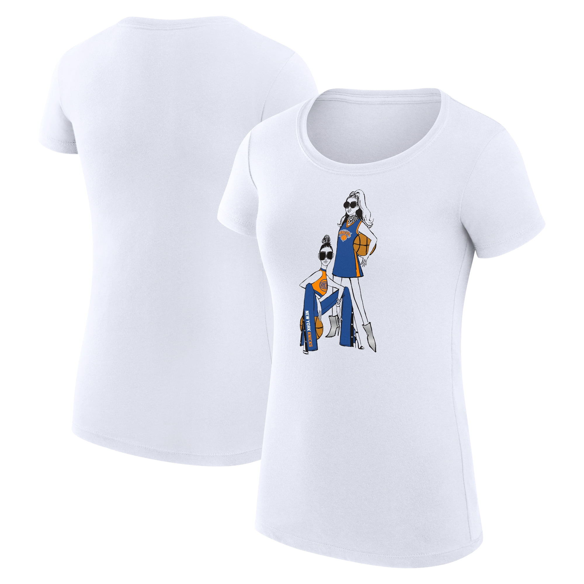 Women's G-III 4Her by Carl Banks White New York Knicks Super-Slim Fit Lightweight Basketball Girls T-Shirt