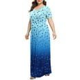 thumbnail image 5 of UPPADA Women's Plus Size Maxi Dresses for Curvy Women Summer Short Sleeve Casual Long Dress Floral Casual Tshirts Dresses Smocked Backless Beach Flowy Loose Dress with Pockets Multicolor,XXXXL, 5 of 6