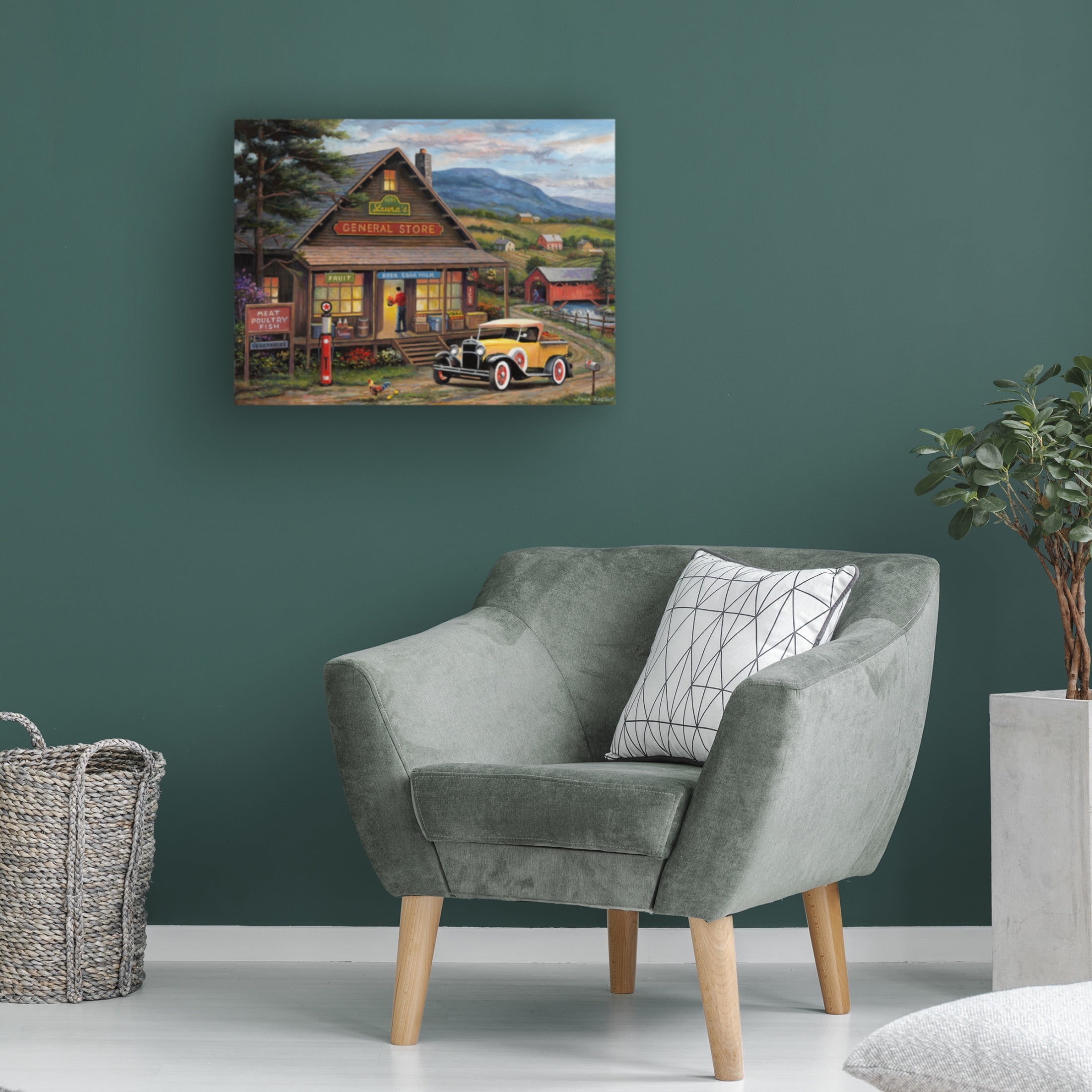 Canvas Wall Art - John Zaccheo 'Lauras General Store' Wall Art for Living Room, Bedroom, or Office Décor by Trademark Fine Art - 19 x 14 Inches