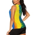 thumbnail image 3 of Xecao Rainbow Colored print women's scoop neck, loose-fit workout tank tops for the gym., 3 of 9
