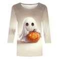 thumbnail image 4 of HOMBOM Womens Crewneck Graphic T Shirts Basic 3/4 Sleeve Lightweight Soft Halloween Ghost Print Tees for Ladies Basic Tops,XL, 4 of 5