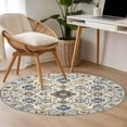 thumbnail image 5 of 4ft Washable Round Rug, Boho Non-Slip Circle Area Rug for Living Room Bedroom, Retro Indoor Floor Mat for Home Decor, 5 of 9