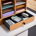 thumbnail image 4 of Safco Medium Oak Wood Adjustable 32 Compartment File Organizer with Drawer, 4 of 6