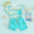 thumbnail image 4 of Musuos Toddler Boys 2 Piece Outfits 6 12 18 24M 3T Tree Print Short Sleeve T-Shirt and Elastic Shorts for Summer Clothes Set, 4 of 7