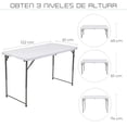thumbnail image 2 of Mesa Plegable Jardin Exterior Portatil Eke Life Home Tablon rectangular 122cm Ajustable Color Blanco, 2 of 7