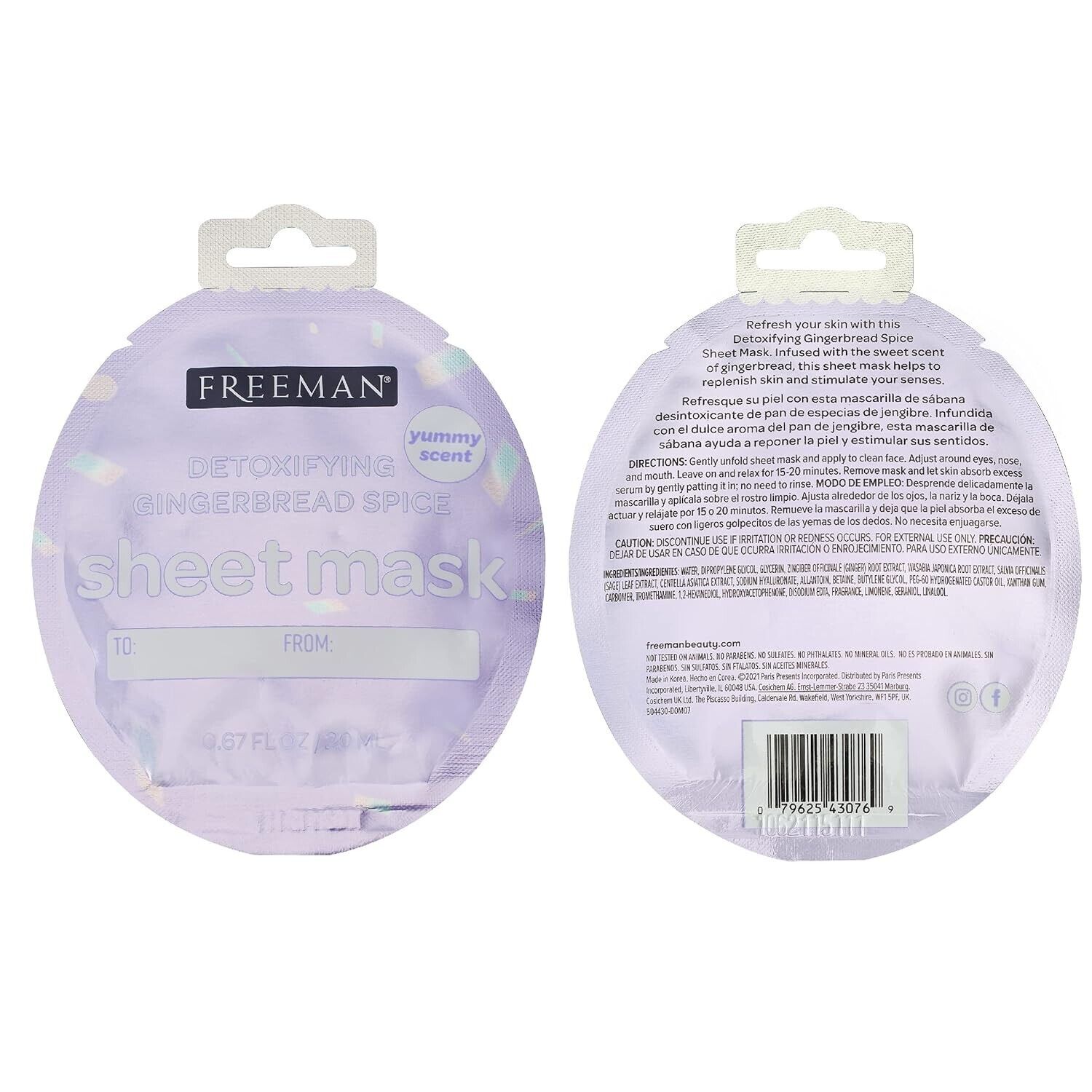 Freeman Holiday Edition Detoxifying Gingerbread Spice Sheet Mask