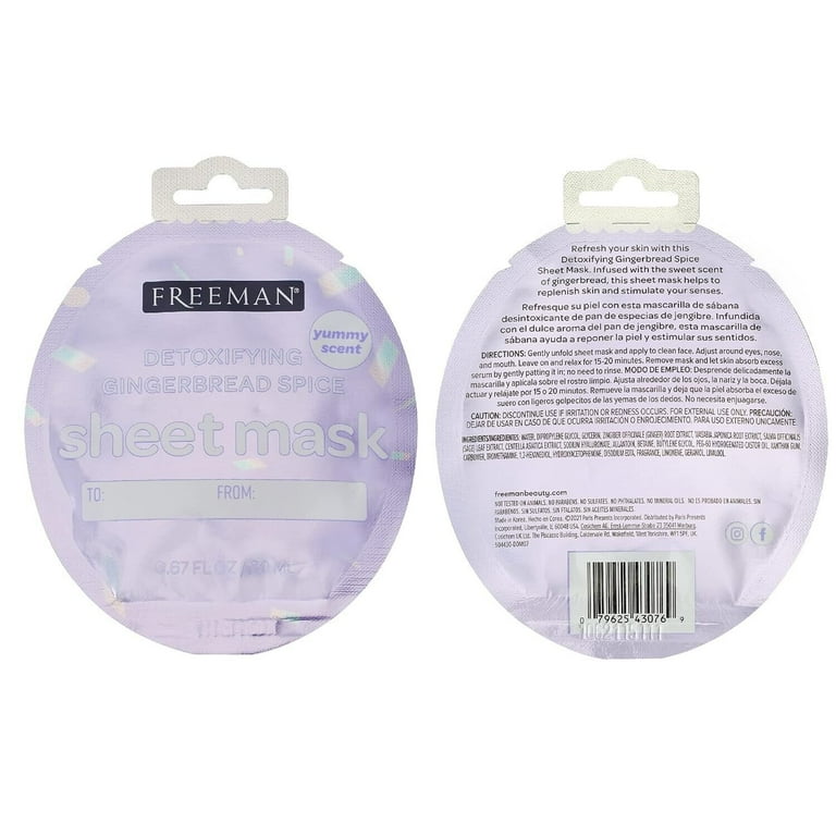 Freeman Face Sheet Masks Detoxifying Gingerbread Spice, Holiday