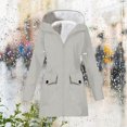 thumbnail image 2 of Women's Oversized Fleece Lined Jackets Outdoor Waterproof Warm Overcoat Mid-length Long Sleeve Rain Jacket for Hiking Travel, 2 of 5