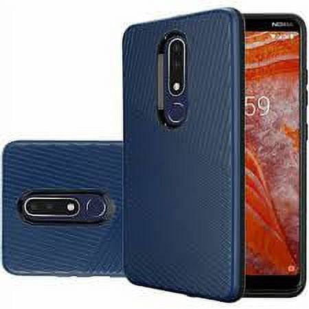 GSA Textured Embossed Lines Hybrid Case for Nokia 3.1 Plus - Blue