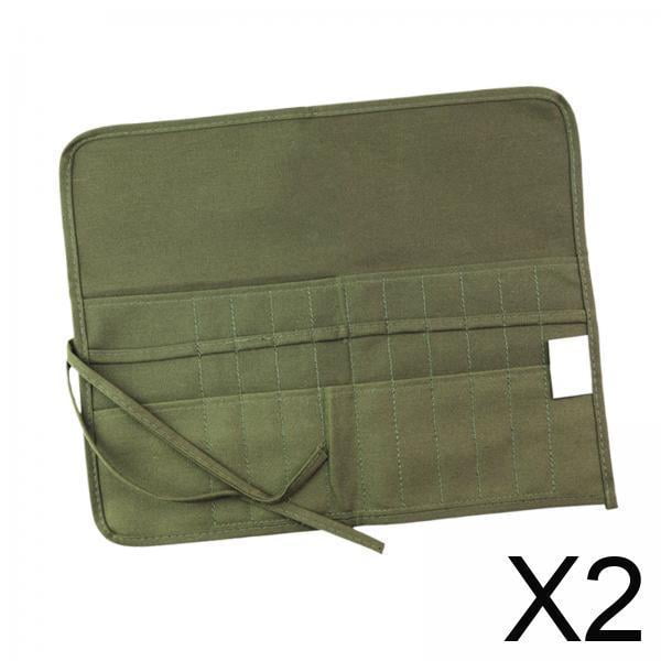 2xCanvas Art Paint Brush Holder Prácticos Bolsillos Con Ranuras Bolsa De Transporte Para Artistas 22 Ranuras