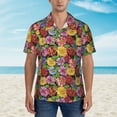 thumbnail image 4 of Daiia Daisies Flowers Hawaiian Shirt for Men Gentle Cotton Regular Short Sleeve Casual-Small, 4 of 9