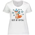 thumbnail image 3 of Inktastic Let it Snow Cute Orange Fox in Hat and Scarf Women's Plus Size T-Shirt, 3 of 5